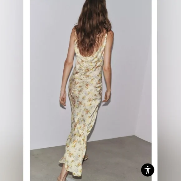 Zara ZW Collection Long Printed Satin Dress - Picture 5 of 9